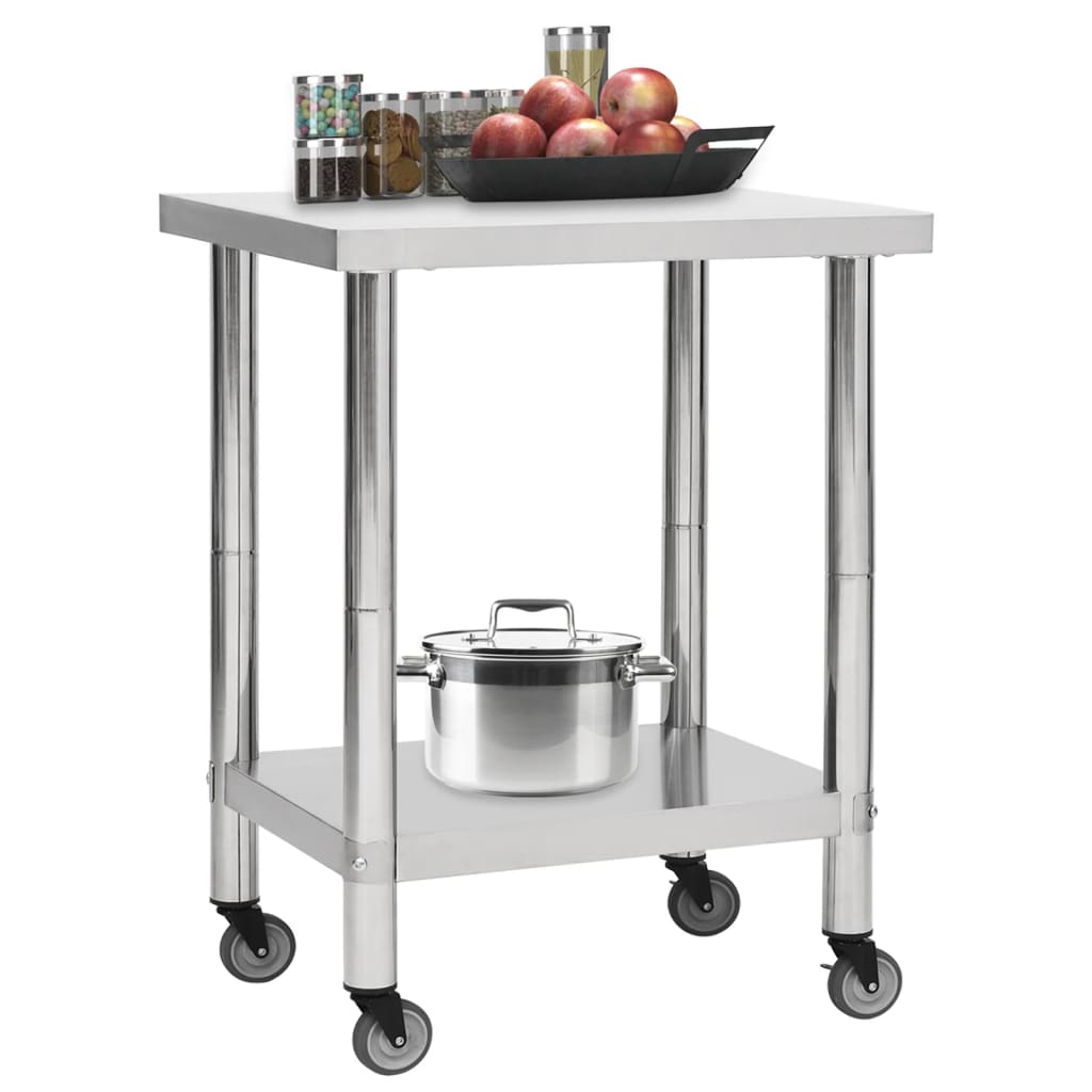 Keukenwerktafel met wielen 80x30x85 cm roestvrij staal is nu te koop bij PeponiXL, paradijselijk wonen!