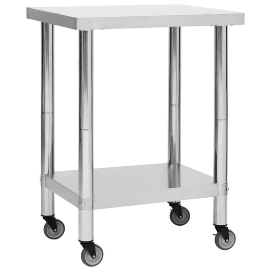 Keukenwerktafel met wielen 80x45x85 cm roestvrij staal is nu te koop bij PeponiXL, paradijselijk wonen!