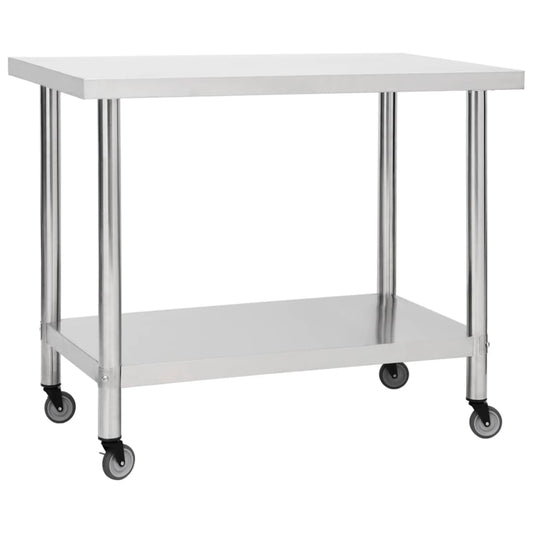 Keukenwerktafel met wielen 100x45x85 cm roestvrij staal is nu te koop bij PeponiXL, paradijselijk wonen!