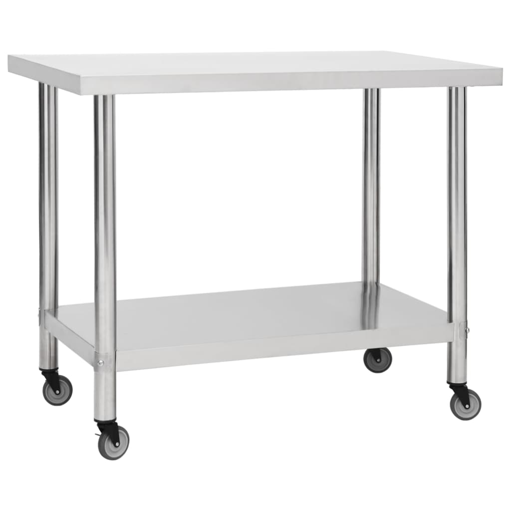 Keukenwerktafel met wielen 100x60x85 cm roestvrij staal is nu te koop bij PeponiXL, paradijselijk wonen!