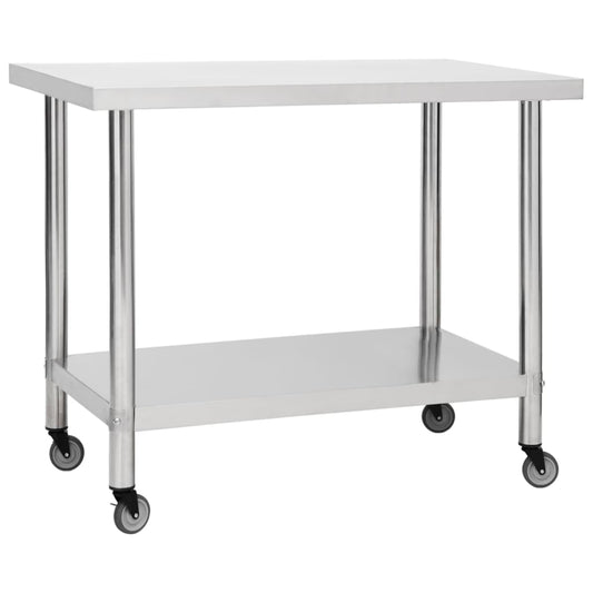 Keukenwerktafel met wielen 100x60x85 cm roestvrij staal is nu te koop bij PeponiXL, paradijselijk wonen!