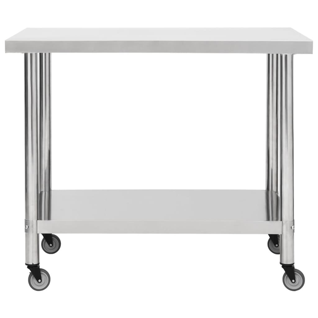 Keukenwerktafel met wielen 100x60x85 cm roestvrij staal is nu te koop bij PeponiXL, paradijselijk wonen!