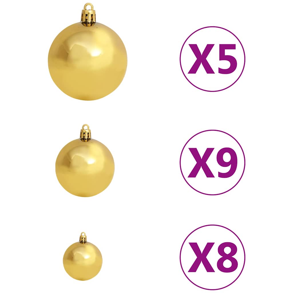 Kunstkerstboom met verlichting en kerstballen 150 cm PVC groen is nu te koop bij PeponiXL, paradijselijk wonen!
