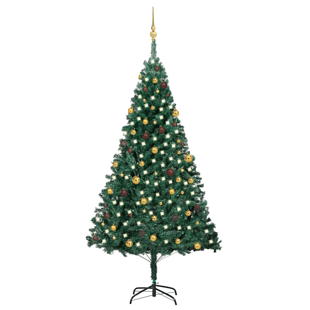 Kunstkerstboom met verlichting en kerstballen 240 cm groen is nu te koop bij PeponiXL, paradijselijk wonen!