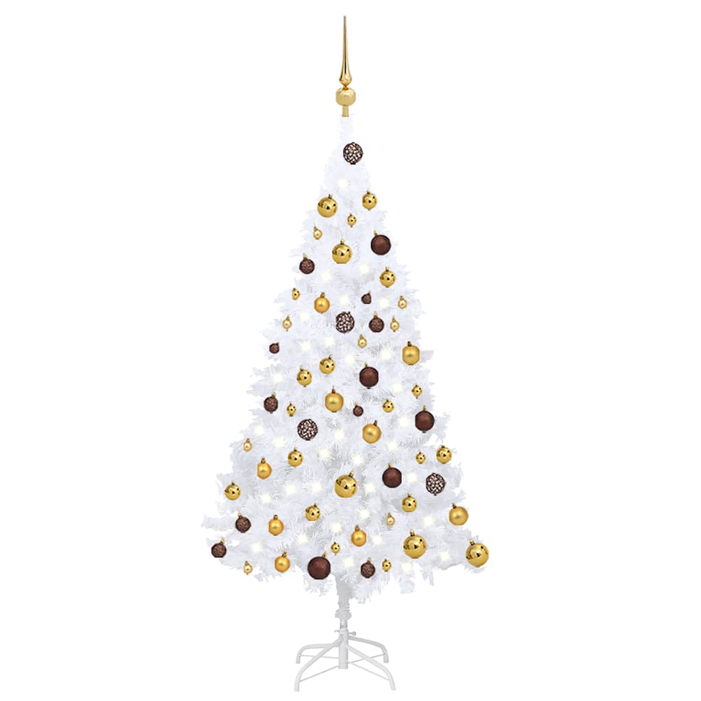 Kunstkerstboom met verlichting en kerstballen 120 cm PVC wit is nu te koop bij PeponiXL, paradijselijk wonen!