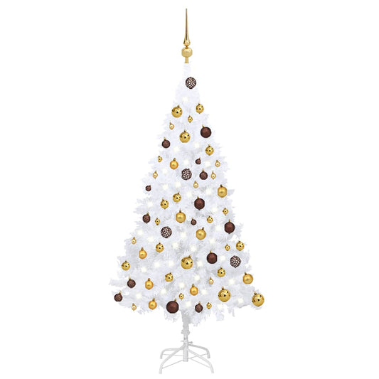 Kunstkerstboom met verlichting en kerstballen 120 cm PVC wit is nu te koop bij PeponiXL, paradijselijk wonen!