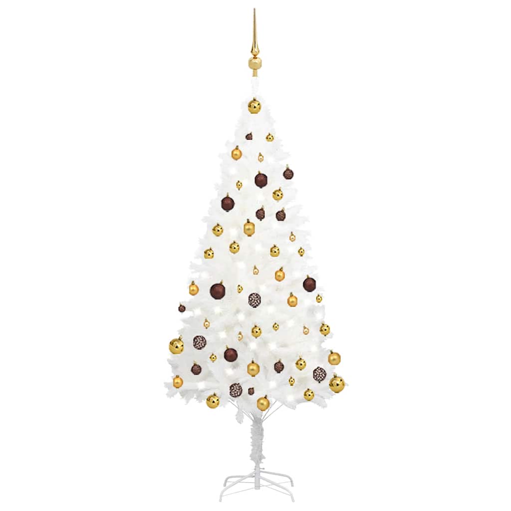 Kunstkerstboom met verlichting en kerstballen 150 cm PVC wit is nu te koop bij PeponiXL, paradijselijk wonen!