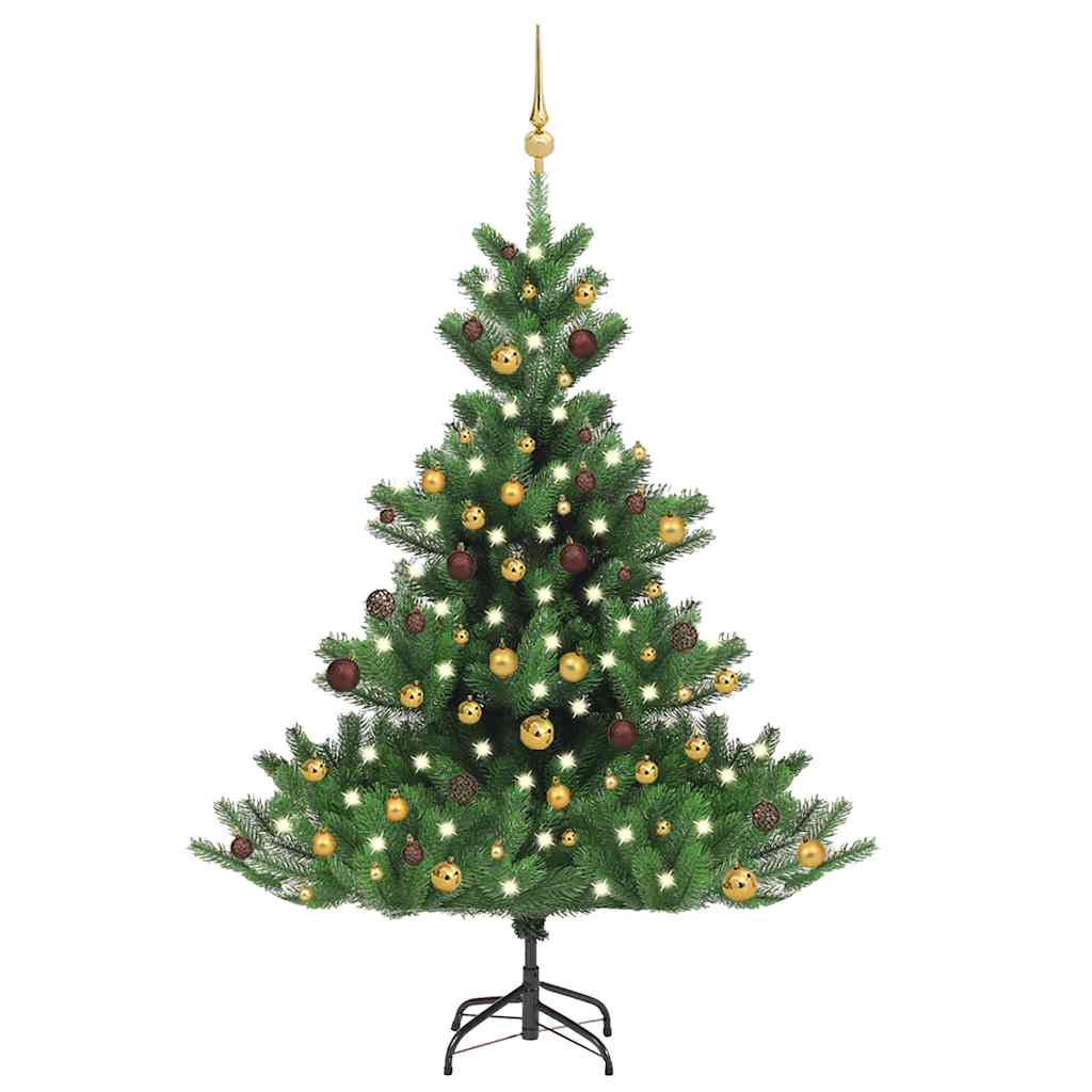 Kunstkerstboom Nordmann met LED's en kerstballen 150 cm groen is nu te koop bij PeponiXL, paradijselijk wonen!