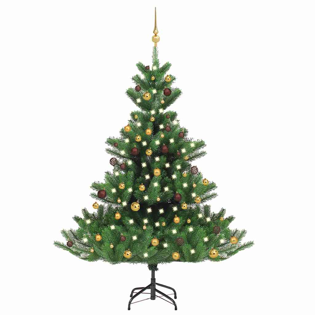 Kunstkerstboom Nordmann met LED's en kerstballen 180 cm groen is nu te koop bij PeponiXL, paradijselijk wonen!