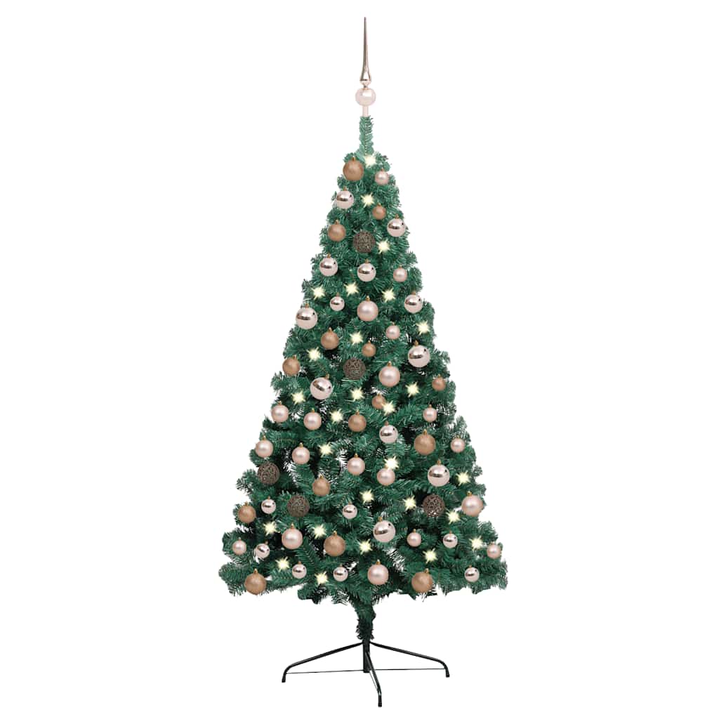 Kunstkerstboom met verlichting en kerstballen half 120 cm groen is nu te koop bij PeponiXL, paradijselijk wonen!
