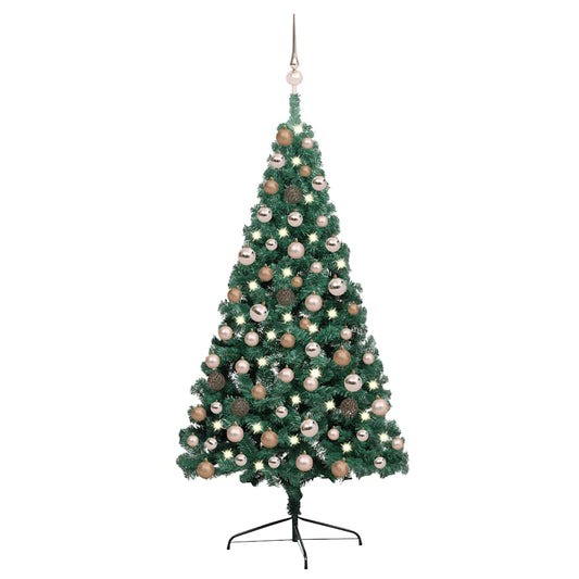 Kunstkerstboom met verlichting en kerstballen half 120 cm groen is nu te koop bij PeponiXL, paradijselijk wonen!