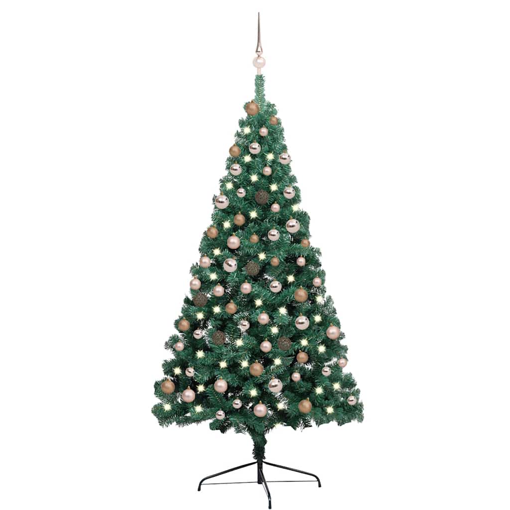 Kunstkerstboom met verlichting en kerstballen half 180 cm groen is nu te koop bij PeponiXL, paradijselijk wonen!