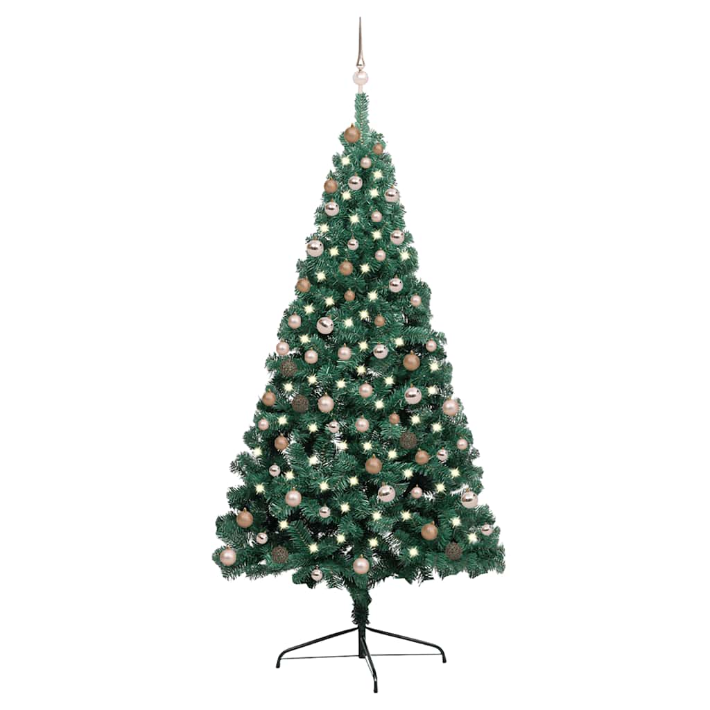 Kunstkerstboom met verlichting en kerstballen half 210 cm groen is nu te koop bij PeponiXL, paradijselijk wonen!