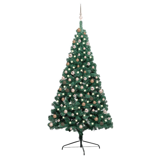 Kunstkerstboom met verlichting en kerstballen half 210 cm groen is nu te koop bij PeponiXL, paradijselijk wonen!