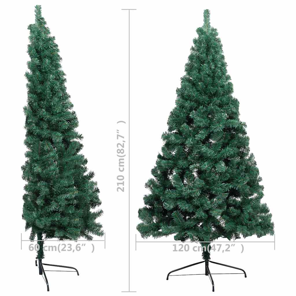 Kunstkerstboom met verlichting en kerstballen half 210 cm groen is nu te koop bij PeponiXL, paradijselijk wonen!