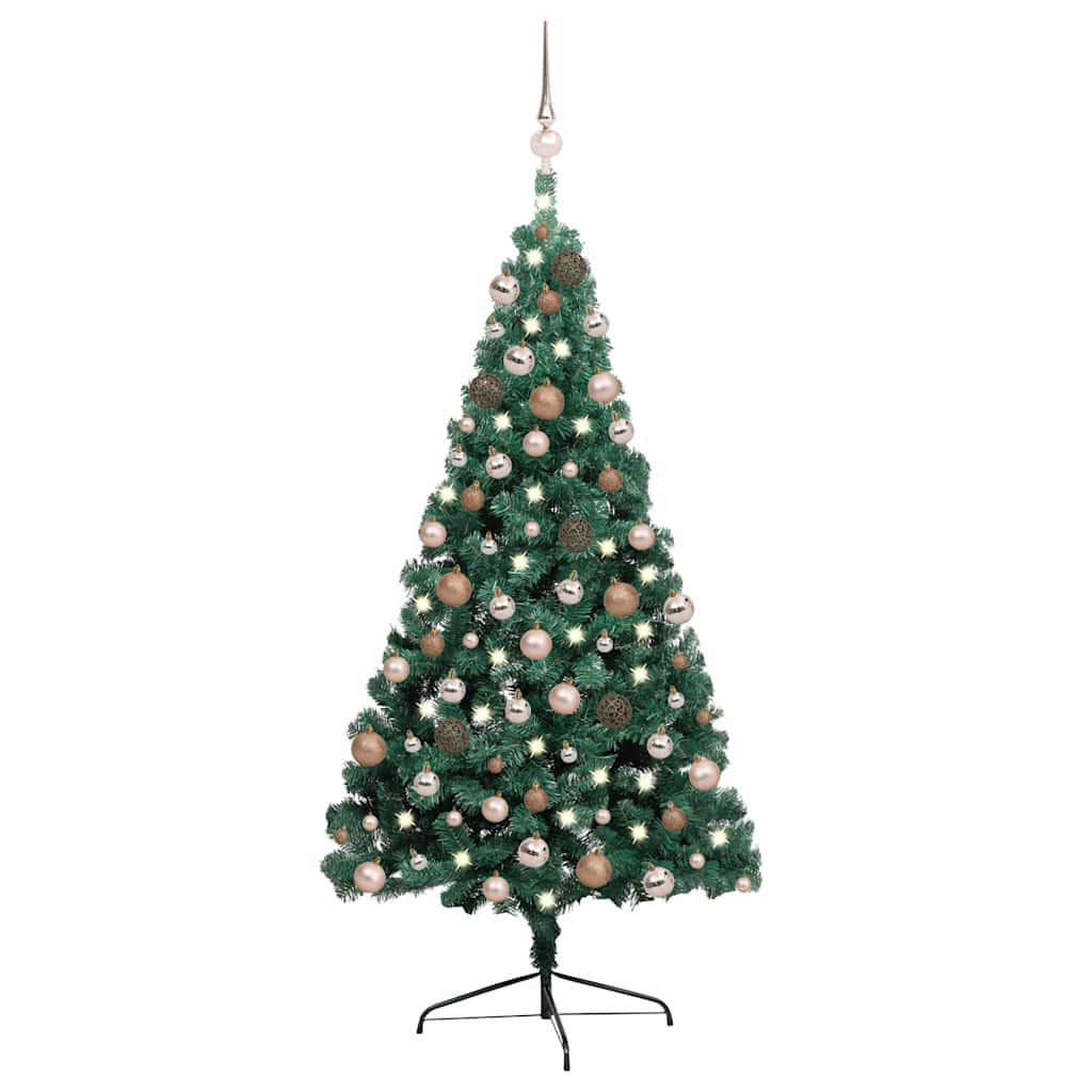 Kunstkerstboom met verlichting en kerstballen half 240 cm groen is nu te koop bij PeponiXL, paradijselijk wonen!