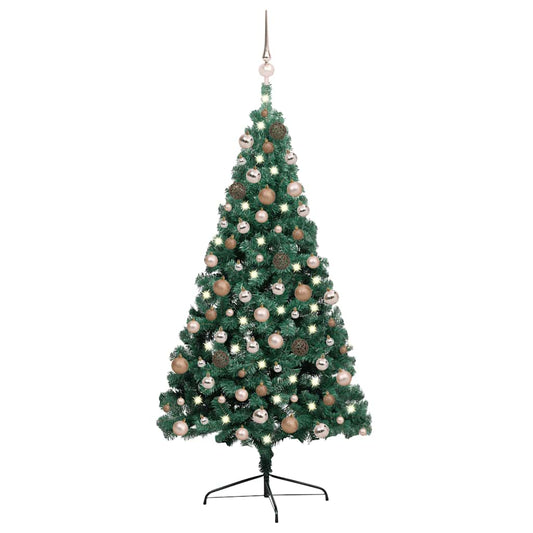 Kunstkerstboom met verlichting en kerstballen half 240 cm groen is nu te koop bij PeponiXL, paradijselijk wonen!