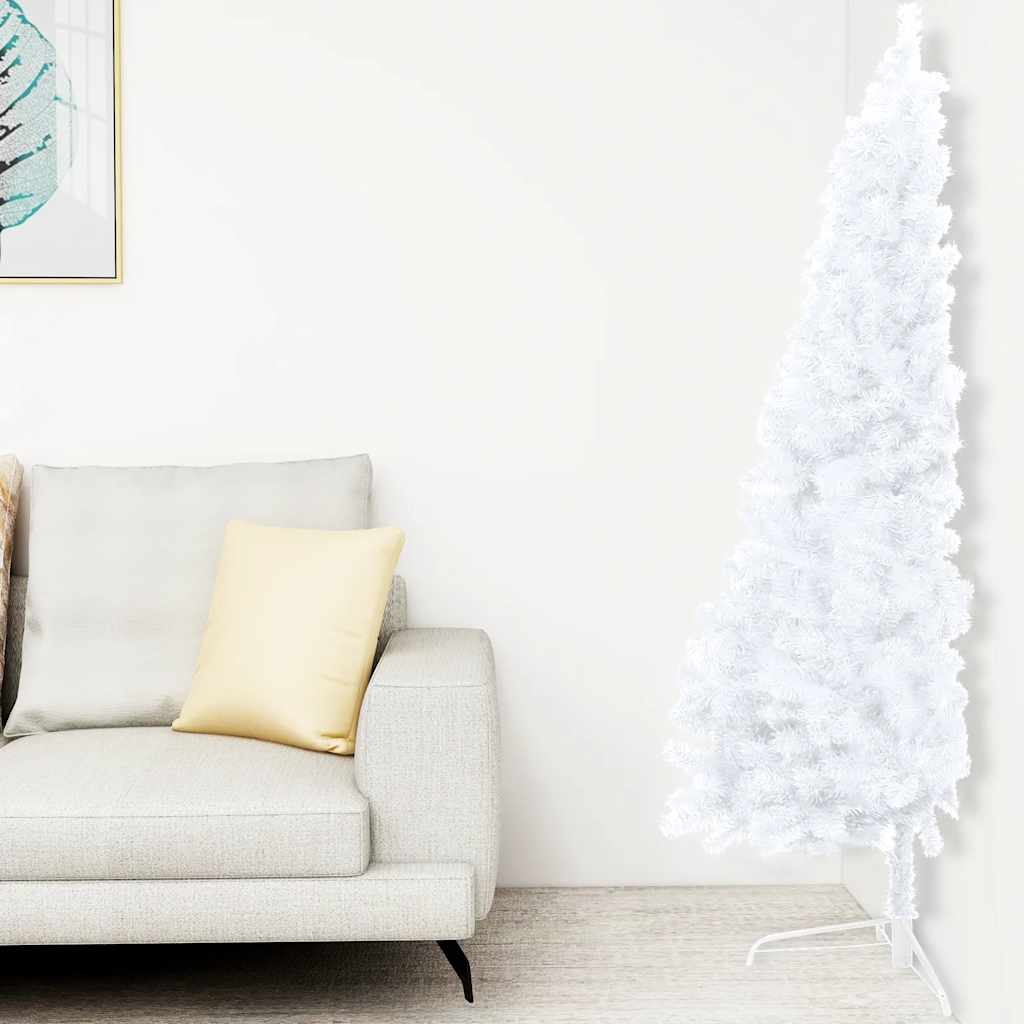 Kunstkerstboom met verlichting en kerstballen half 150 cm wit is nu te koop bij PeponiXL, paradijselijk wonen!
