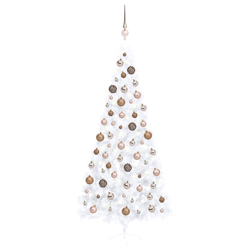 Kunstkerstboom met verlichting en kerstballen half 240 cm wit is nu te koop bij PeponiXL, paradijselijk wonen!