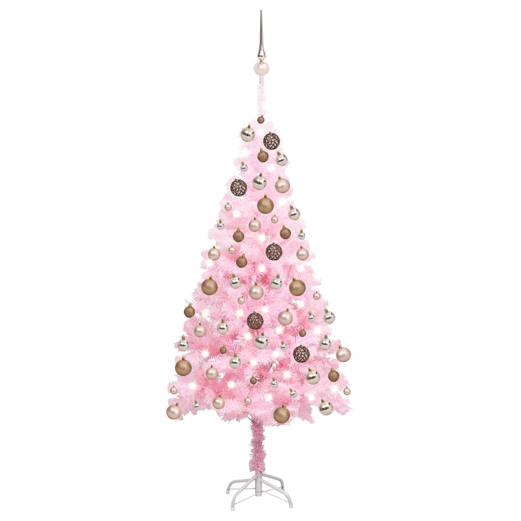 Kunstkerstboom met verlichting en kerstballen 180 cm PVC roze is nu te koop bij PeponiXL, paradijselijk wonen!