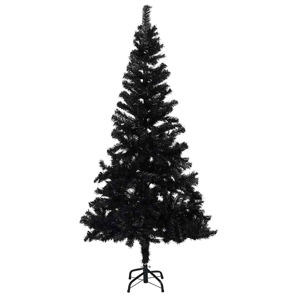 Kunstkerstboom met verlichting en kerstballen 150 cm PVC zwart is nu te koop bij PeponiXL, paradijselijk wonen!