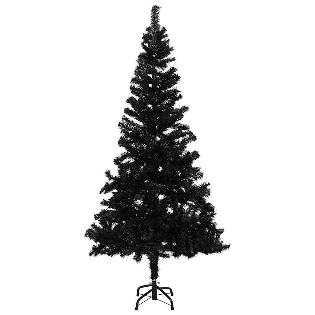 Kunstkerstboom met verlichting en kerstballen 180 cm PVC zwart is nu te koop bij PeponiXL, paradijselijk wonen!