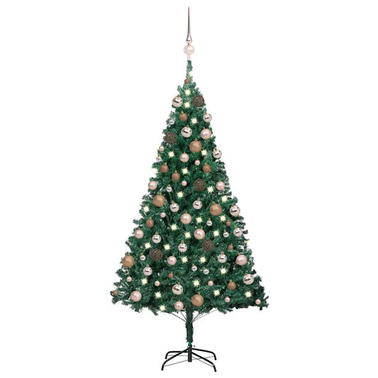Kunstkerstboom met verlichting en kerstballen 150 cm PVC groen is nu te koop bij PeponiXL, paradijselijk wonen!