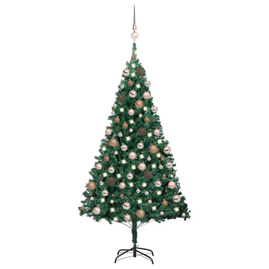 Kunstkerstboom met verlichting en kerstballen 180 cm PVC groen is nu te koop bij PeponiXL, paradijselijk wonen!