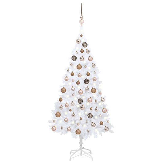 Kunstkerstboom met verlichting en kerstballen 120 cm PVC wit is nu te koop bij PeponiXL, paradijselijk wonen!