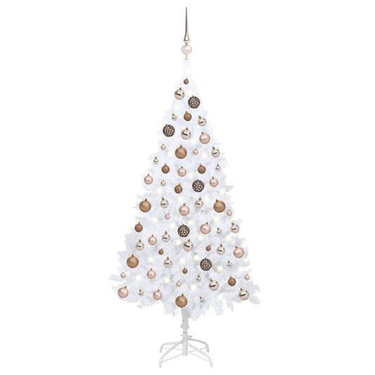 Kunstkerstboom met verlichting en kerstballen 150 cm PVC wit is nu te koop bij PeponiXL, paradijselijk wonen!