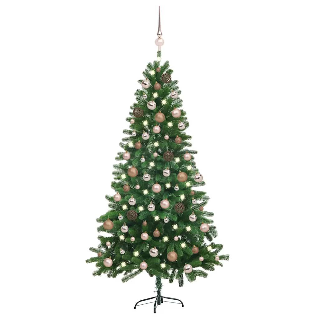 Kunstkerstboom met verlichting en kerstballen 150 cm groen is nu te koop bij PeponiXL, paradijselijk wonen!
