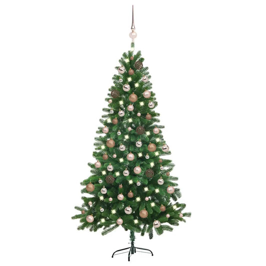 Kunstkerstboom met verlichting en kerstballen 150 cm groen is nu te koop bij PeponiXL, paradijselijk wonen!