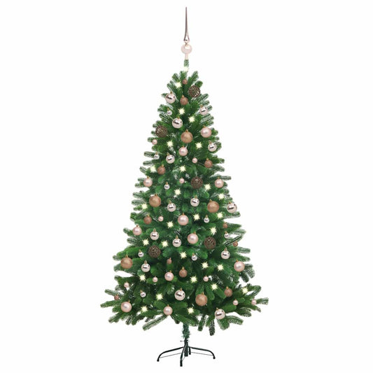 Kunstkerstboom met verlichting en kerstballen 180 cm groen is nu te koop bij PeponiXL, paradijselijk wonen!