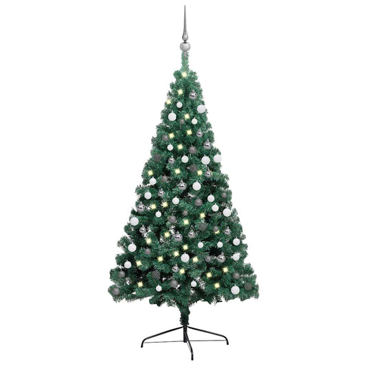 Kunstkerstboom met verlichting en kerstballen half 180 cm groen is nu te koop bij PeponiXL, paradijselijk wonen!