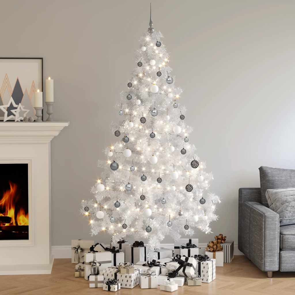 Kunstkerstboom met verlichting en kerstballen half 210 cm wit is nu te koop bij PeponiXL, paradijselijk wonen!