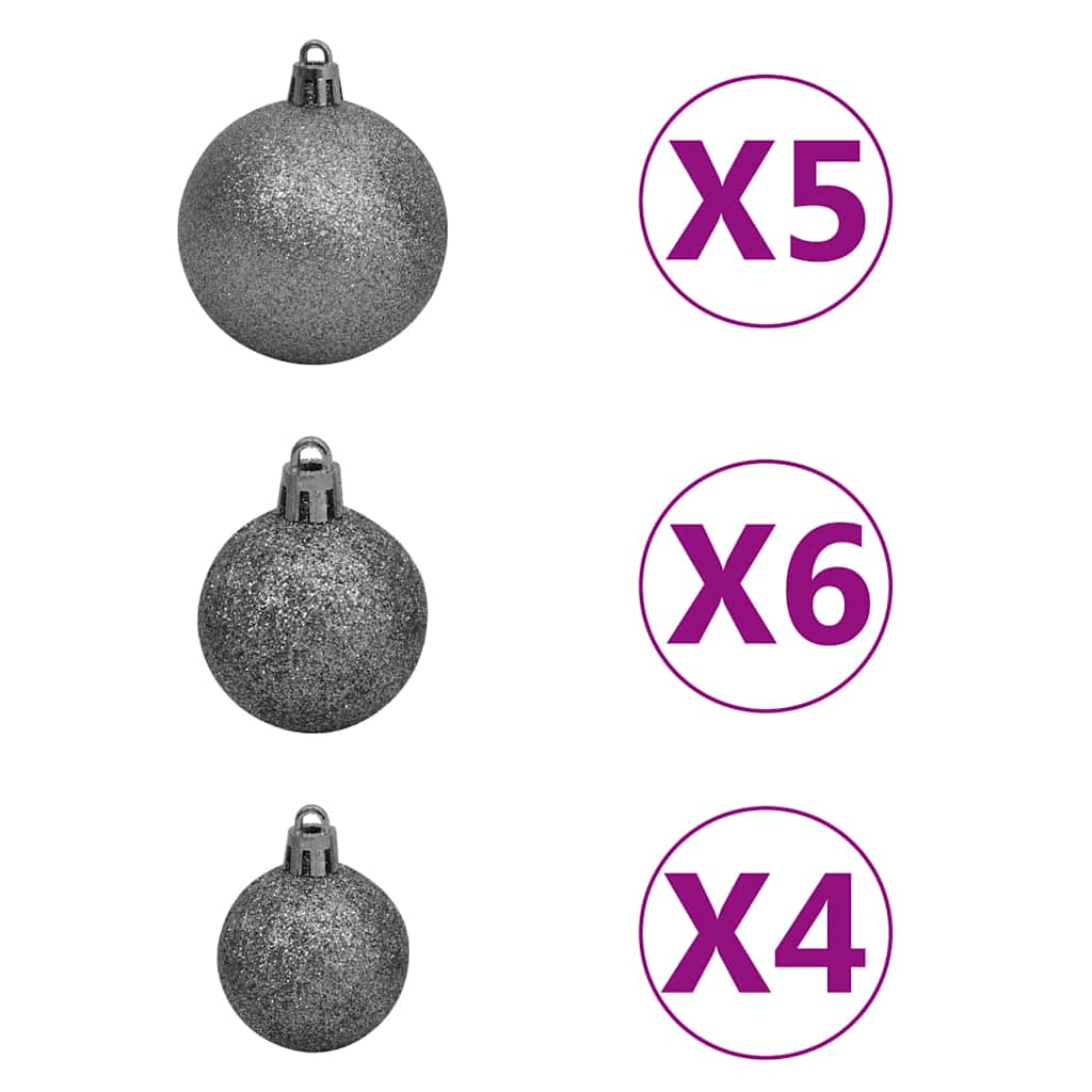 Kunstkerstboom met verlichting en kerstballen 150 cm PET zilver is nu te koop bij PeponiXL, paradijselijk wonen!