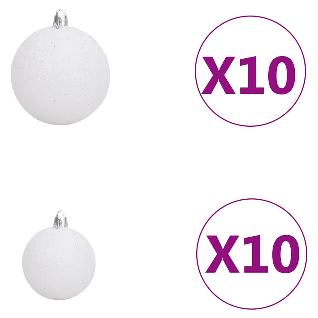Kunstkerstboom met verlichting en kerstballen 240 cm PET zilver is nu te koop bij PeponiXL, paradijselijk wonen!