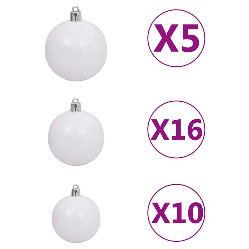 Kunstkerstboom met verlichting en kerstballen 240 cm PET zilver is nu te koop bij PeponiXL, paradijselijk wonen!