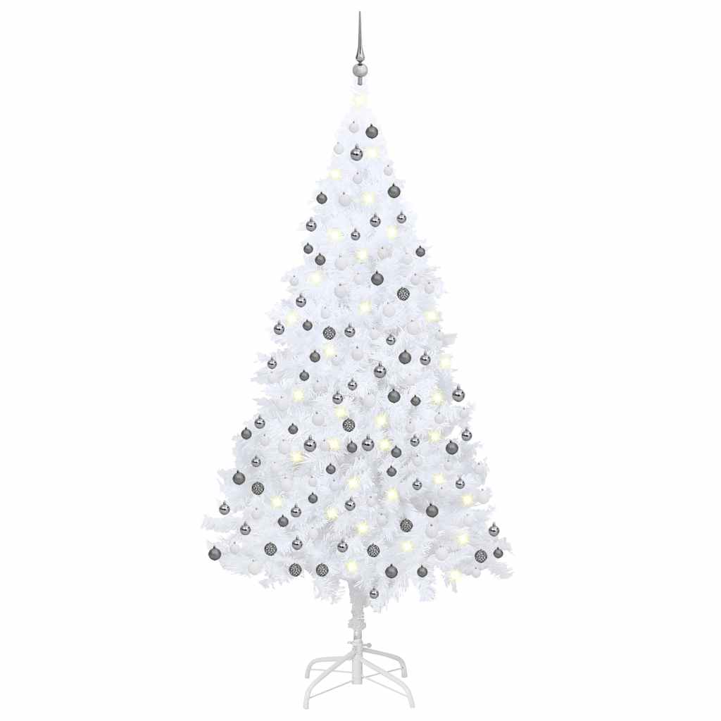 Kunstkerstboom met verlichting en kerstballen 240 cm wit is nu te koop bij PeponiXL, paradijselijk wonen!