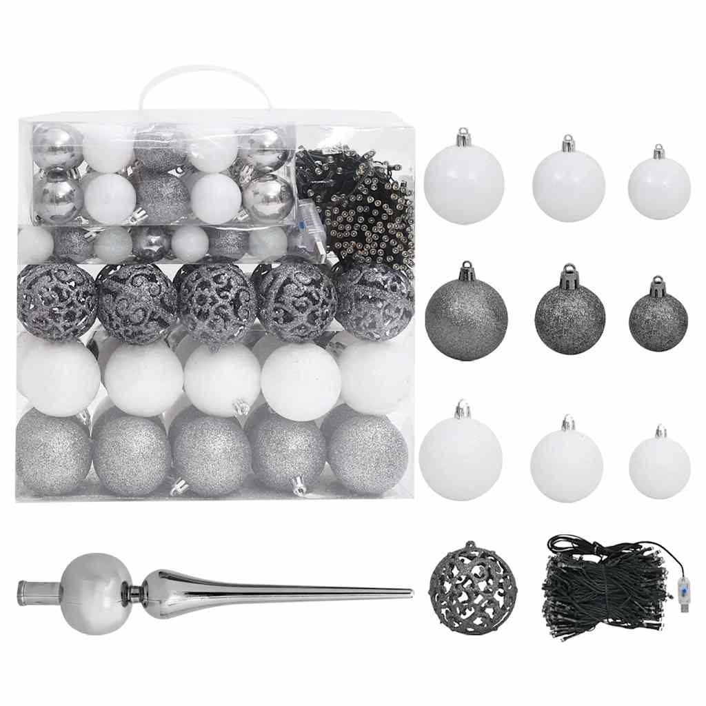 Kunstkerstboom met verlichting en kerstballen 240 cm wit is nu te koop bij PeponiXL, paradijselijk wonen!