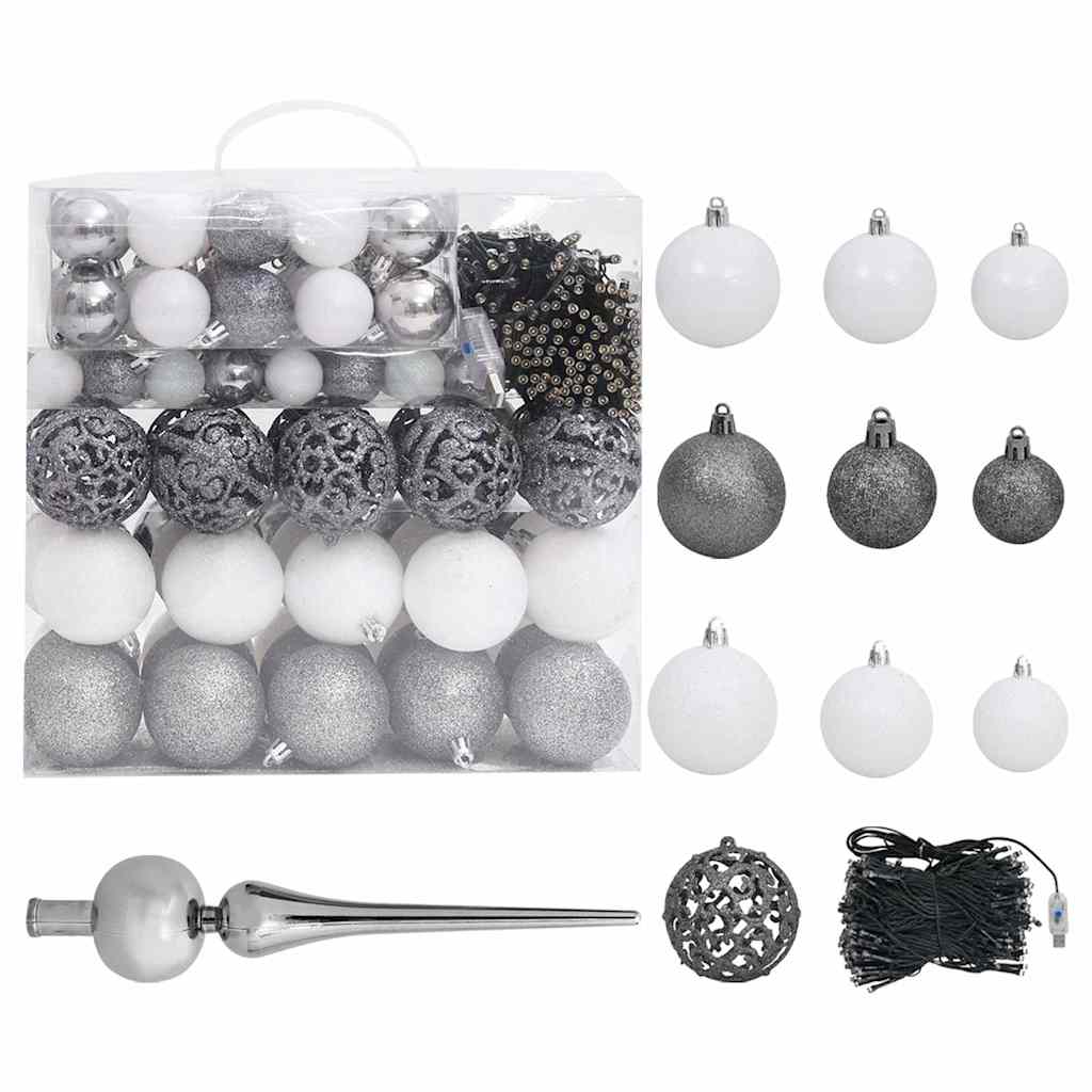 Kunstkerstboom met verlichting en kerstballen 240 cm wit is nu te koop bij PeponiXL, paradijselijk wonen!