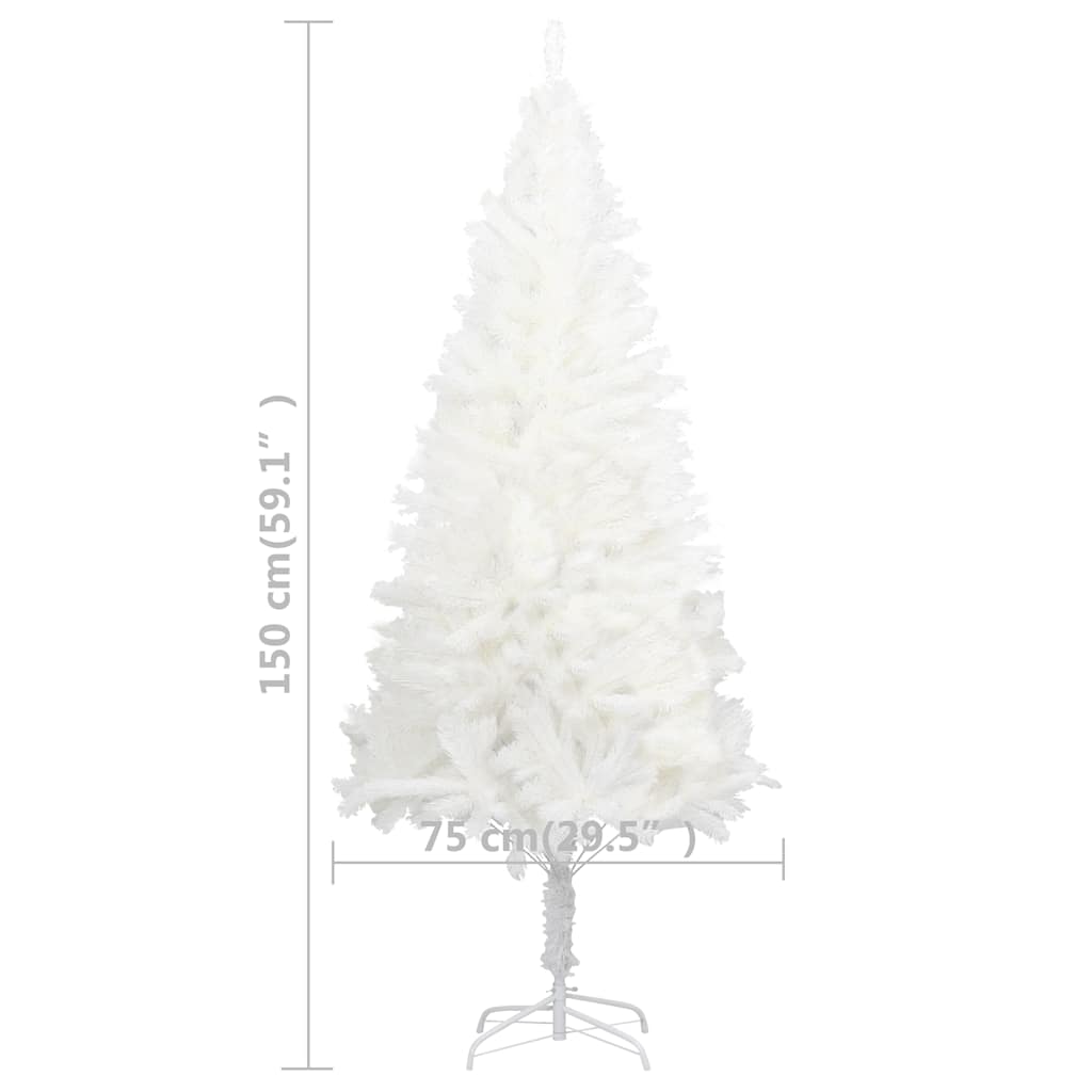 Kunstkerstboom met verlichting en kerstballen 150 cm PVC wit is nu te koop bij PeponiXL, paradijselijk wonen!