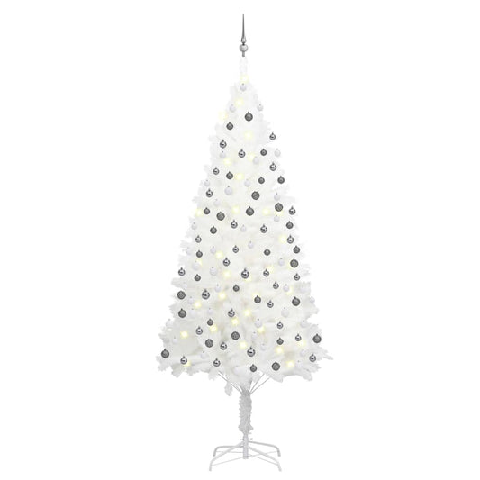 Kunstkerstboom met verlichting en kerstballen 240 cm wit is nu te koop bij PeponiXL, paradijselijk wonen!