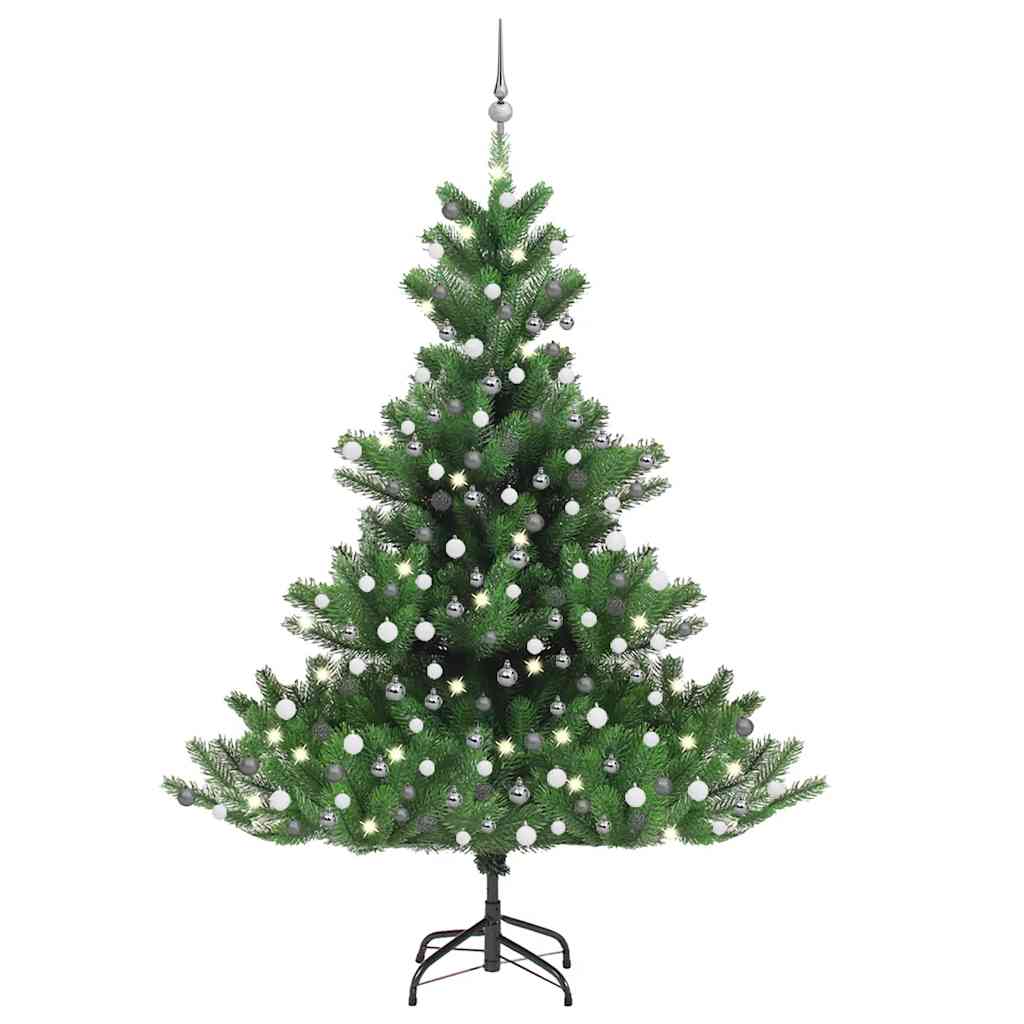Kunstkerstboom Nordmann met LED's en kerstballen 210 cm groen is nu te koop bij PeponiXL, paradijselijk wonen!