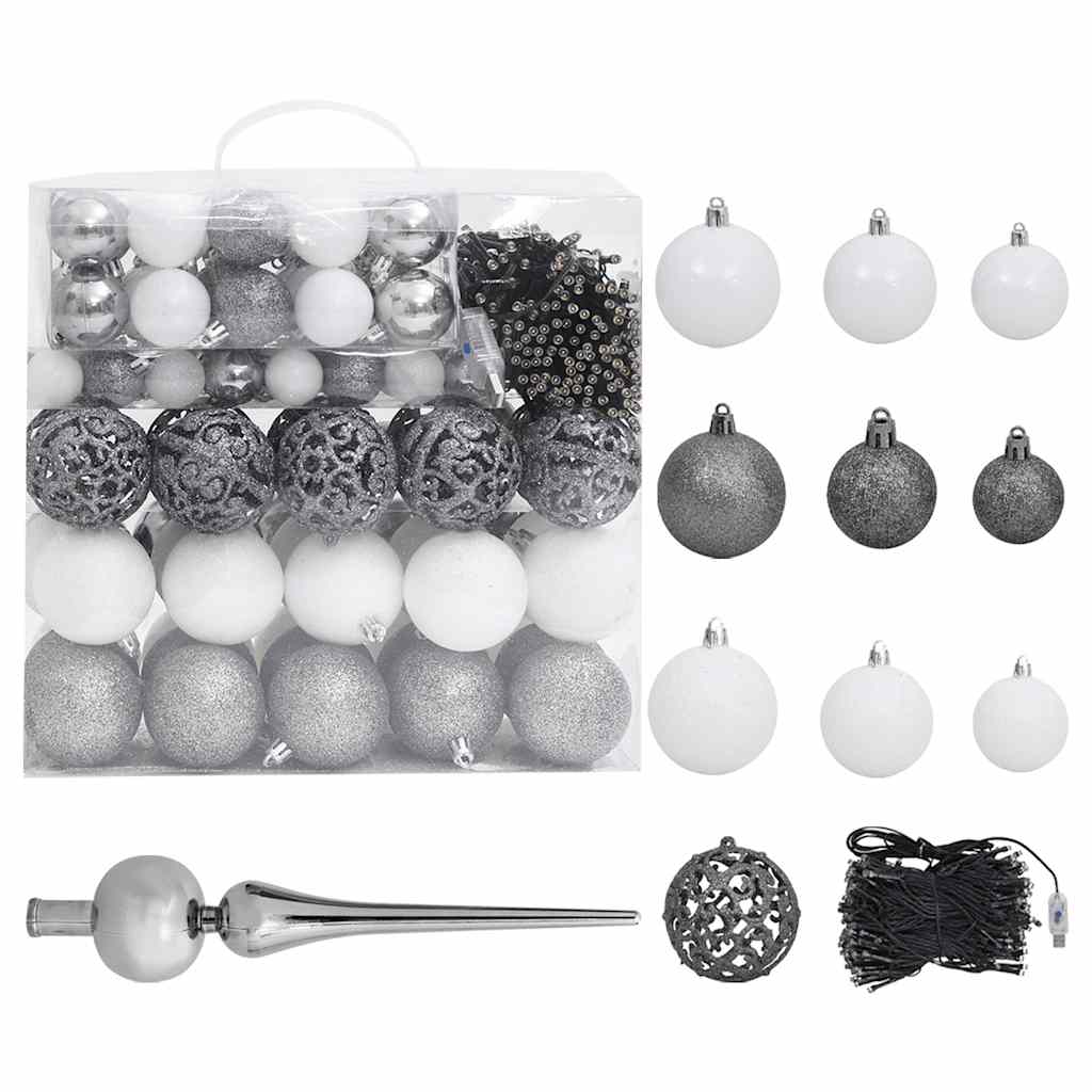 Kunstkerstboom Nordmann met LED's en kerstballen 210 cm groen is nu te koop bij PeponiXL, paradijselijk wonen!