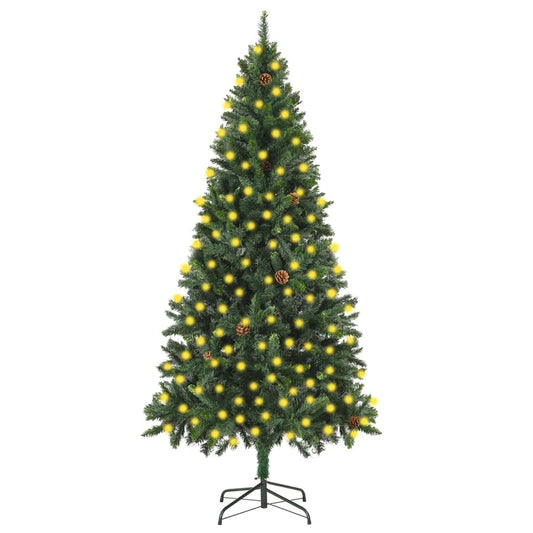 Kunstkerstboom met verlichting en dennenappels 210 cm groen is nu te koop bij PeponiXL, paradijselijk wonen!
