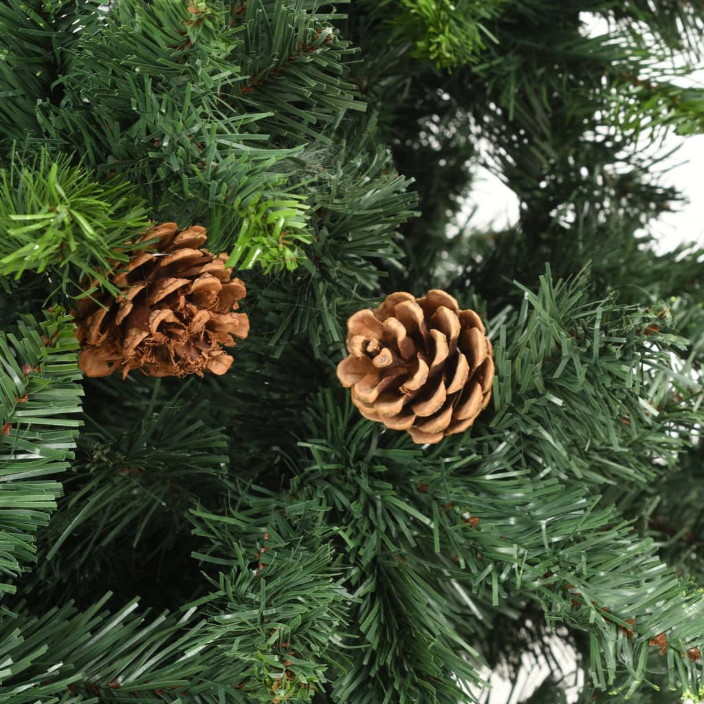 Kunstkerstboom met verlichting en dennenappels 210 cm groen is nu te koop bij PeponiXL, paradijselijk wonen!