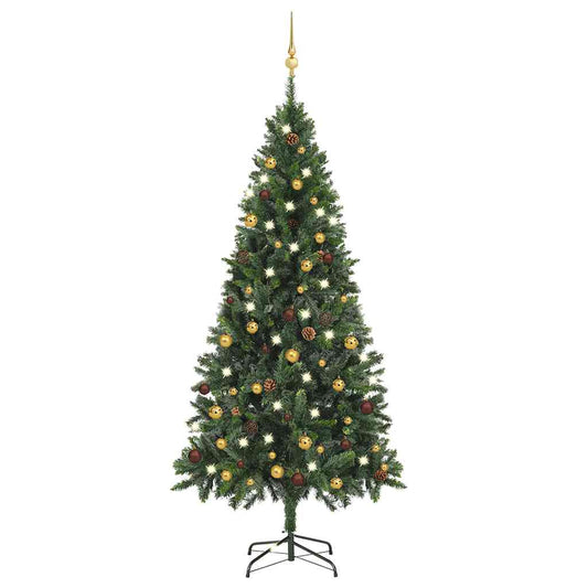 Kunstkerstboom met verlichting en kerstballen 180 cm groen is nu te koop bij PeponiXL, paradijselijk wonen!