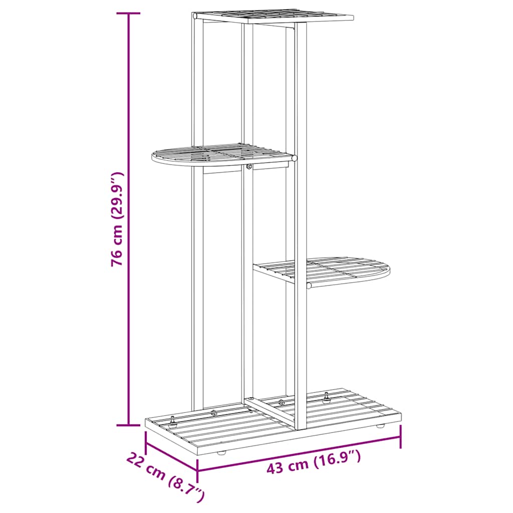Bloemenstandaard met 4 lagen 43x22x76 cm metaal zwart is nu te koop bij PeponiXL, paradijselijk wonen!