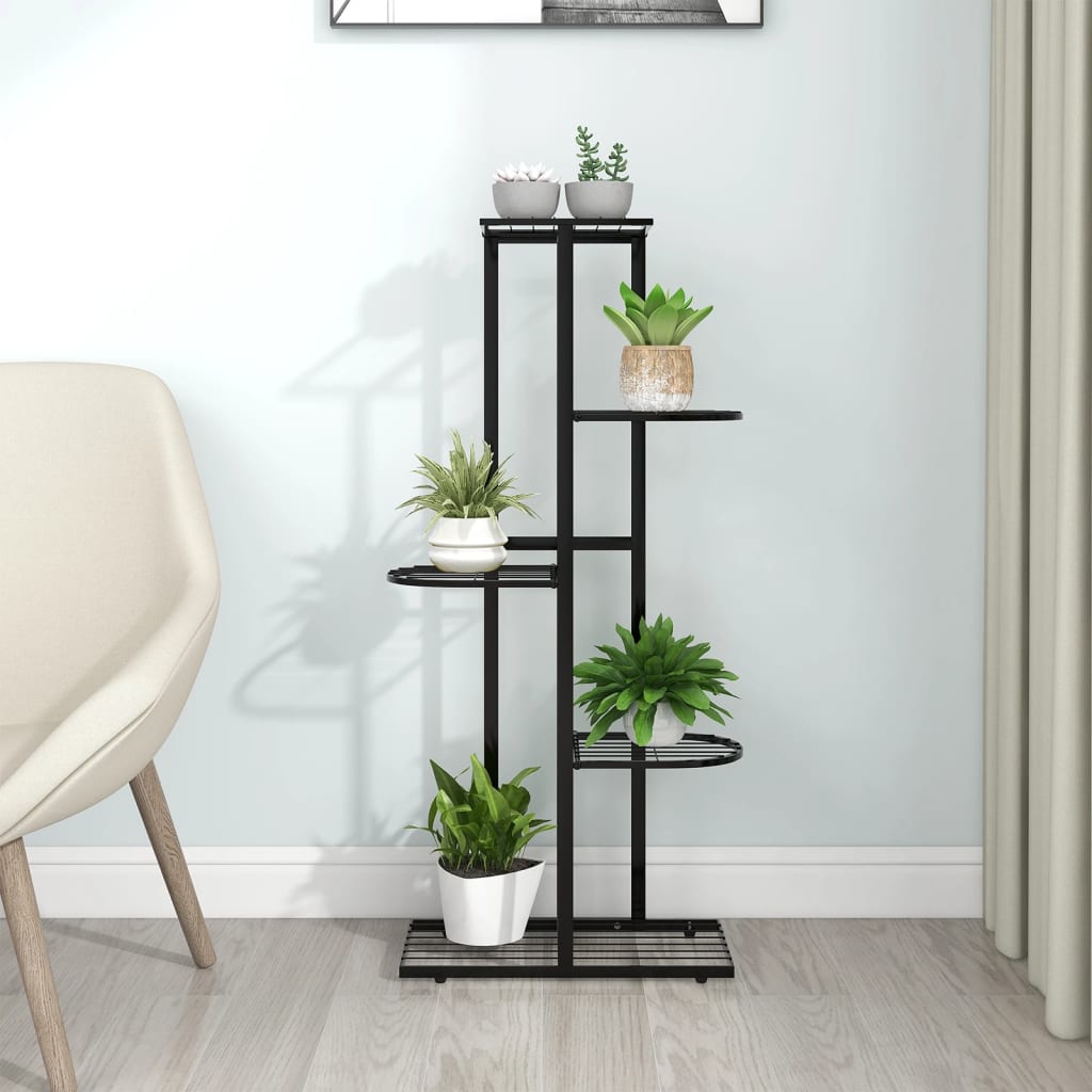 Bloemenstandaard met 5 lagen 43x22x98 cm metaal zwart is nu te koop bij PeponiXL, paradijselijk wonen!